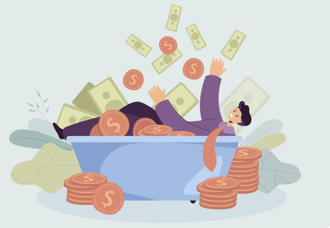 Источник: freepik https://www.freepik.com/free-vector/millionaire-cartoon-character-lying-bath-with-money-dollars-raining-rich-adult-man-flat-vector-illustration-success-dream-wealth-concept-banner-website-design-landing-web-page_28480715.htm#page=3&query=lottery%20win&position=47&from_view=search&track=sph